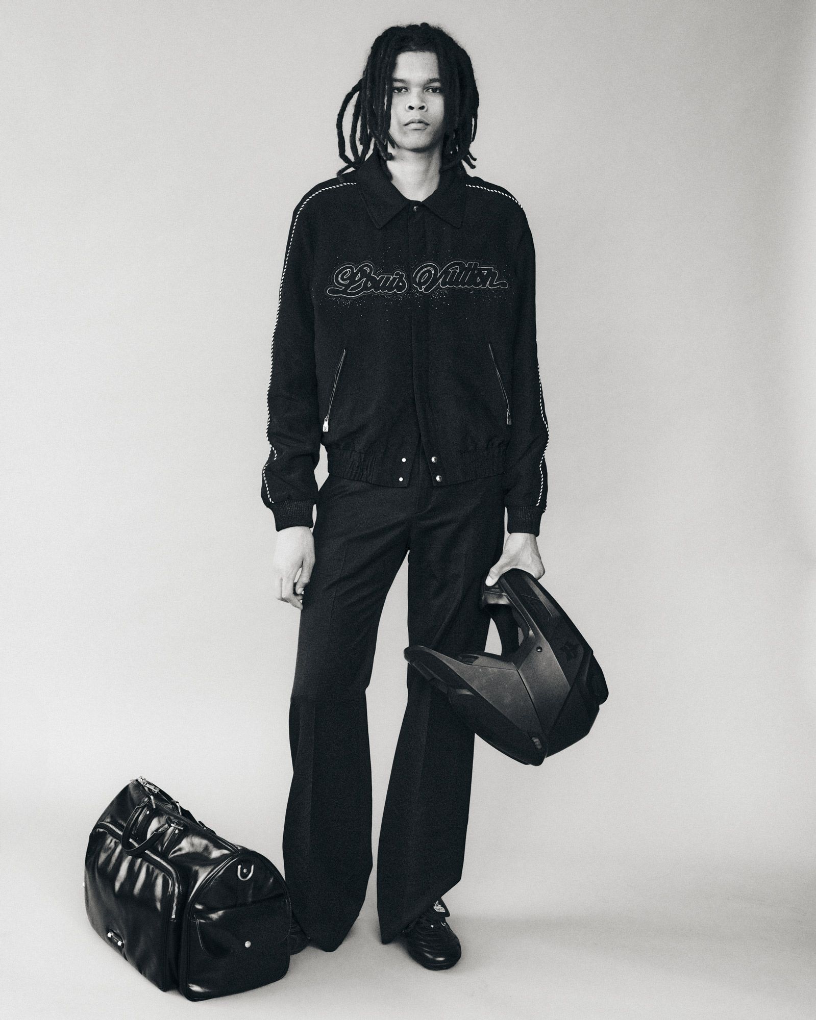 Louis Vuitton ブラック スタジャン LOUIS VUITTON - ルイヴィトン チェーンカモ バーシティジャケット 44